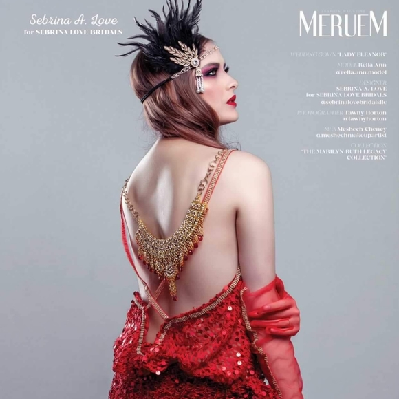 SAMPLE GOWN ONLY- LADY ELEANOR Custom Order Red Gatsby Wedding Gown - Picture 15 of 15